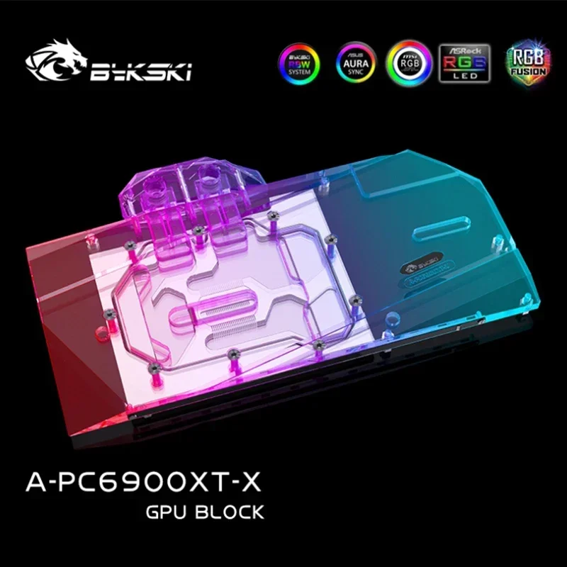 Bykski-كتلة ماء من النحاس بالكامل ، تستخدم لبطاقة راديون PowerColor RX6900XT RX6800 XT بطاقة رسومات الشيطان الأحمر ،