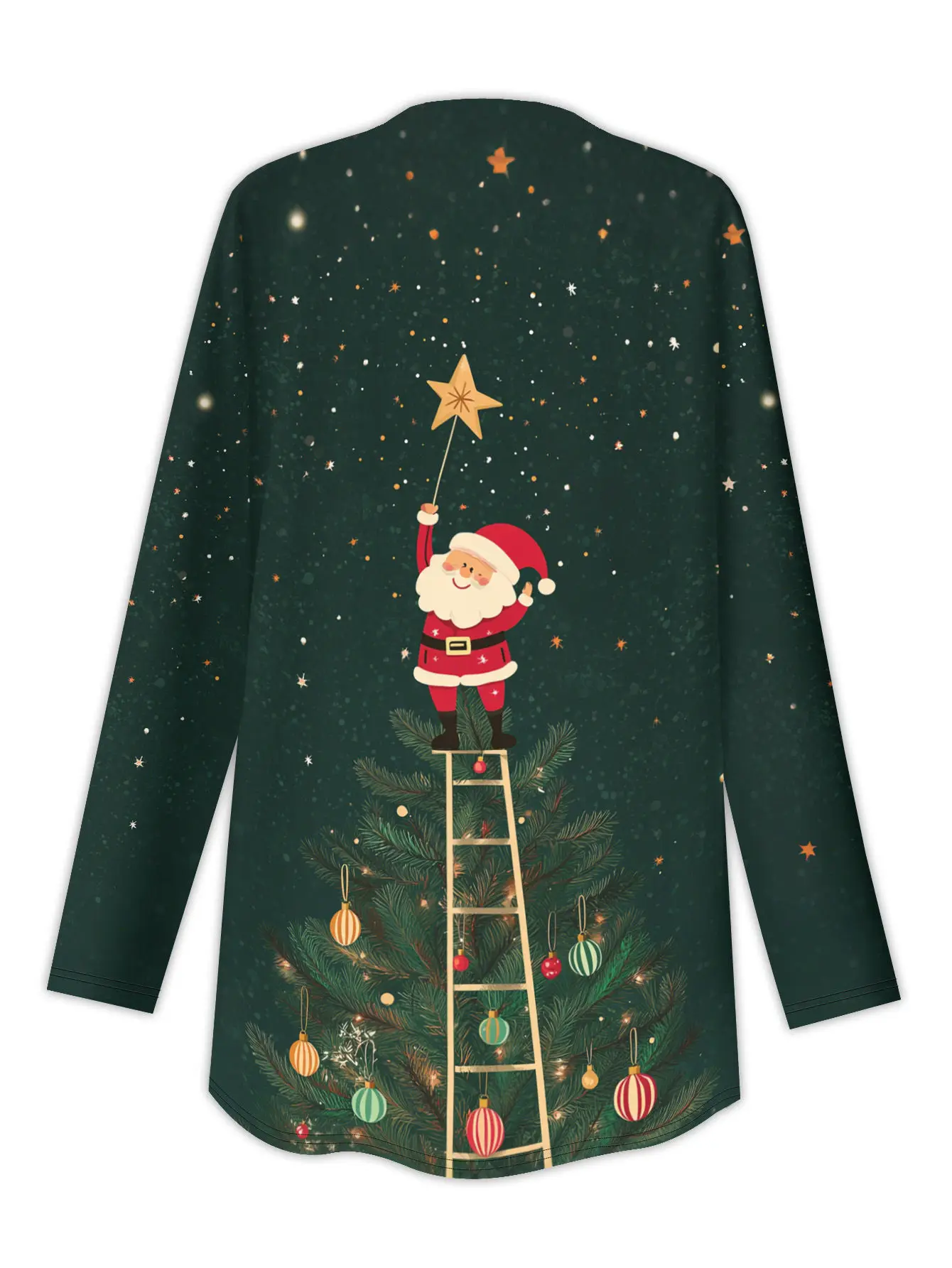 سترة نسائية على شكل شجرة سانتا لعيد الميلاد، طباعة ثلاثية الأبعاد بأكمام طويلة، نمط كاجوال برقبة على شكل حرف V، ملابس عطلة احتفالية #3