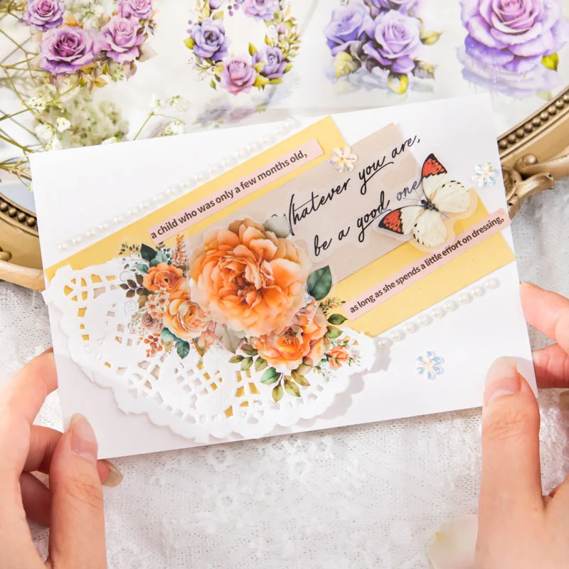 200cm/roll Meets Flower Sea Series Tape Cut Film PET Plants Handbook DIY Notebook Guka Collage Material Decoration Stickers
