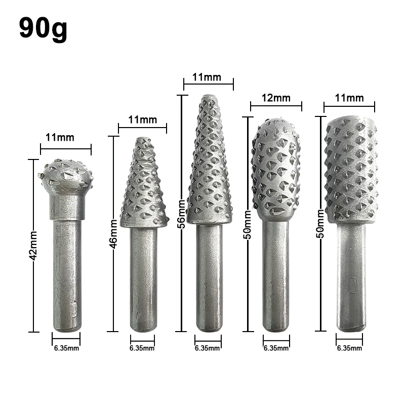 5pc 검은 목공 늑대 치아 스틱 실버 로타리 파일 DIY 연삭 액세서리 세트 전기 그라인딩 헤드 도구 세트