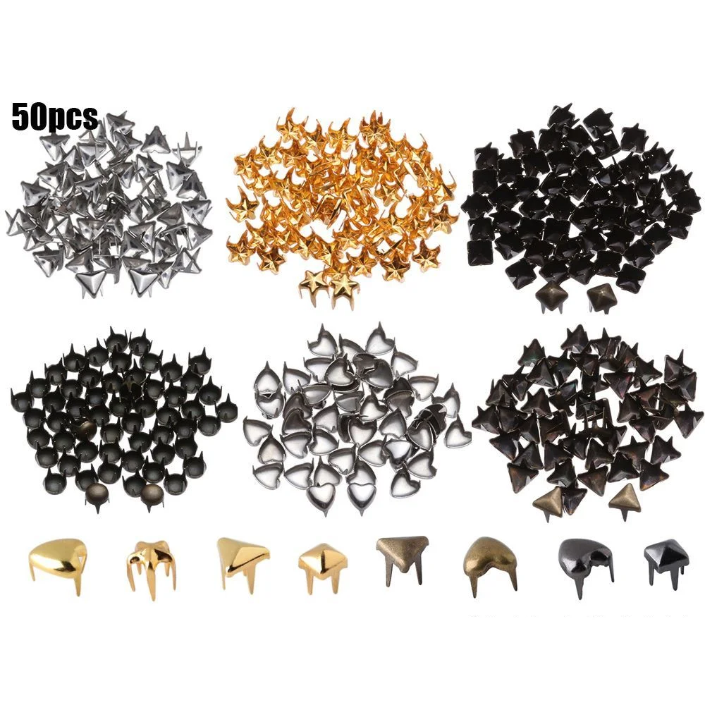 50Pcs Doll Buttons Metal Round Star Rivet Claw Nail Buckles For 1/6 Doll Clothes Decoration Sewing Bags Shoes Accessories