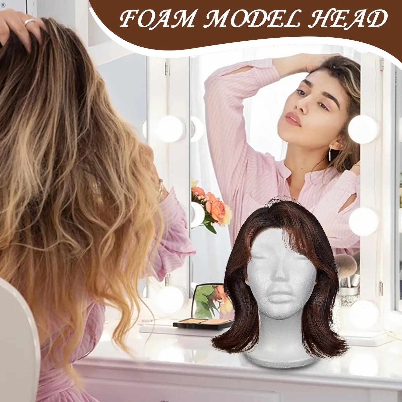 1pc Foam Female Mannequin Head Mold  for Wigs Glasses Cap Showing Stand Bracket Model Professional Photograph Props Salon