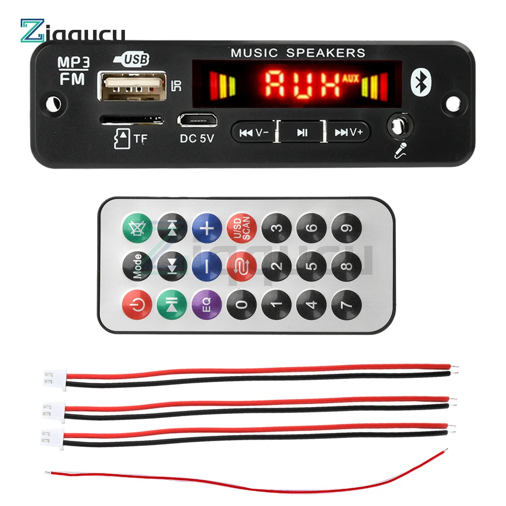 DC 6-18V Mp3 Decoder Board with 2*20W Amplifier Bluetooth 5.0 Car FM Radio Module TF USB Recording Call Lossless Motherboard