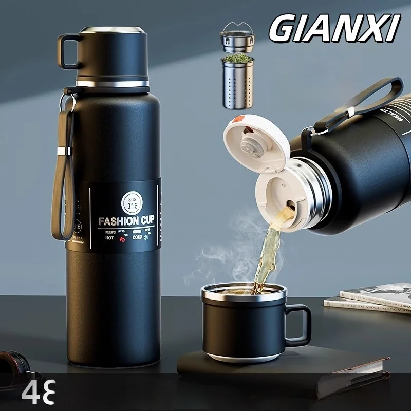 Gianxi Thermos Portable Stainless Steel Thermal Mug Tumbler Vacuum Flasks Cold And Hot And Ice  Sports Water Bottle Car Tea Cup