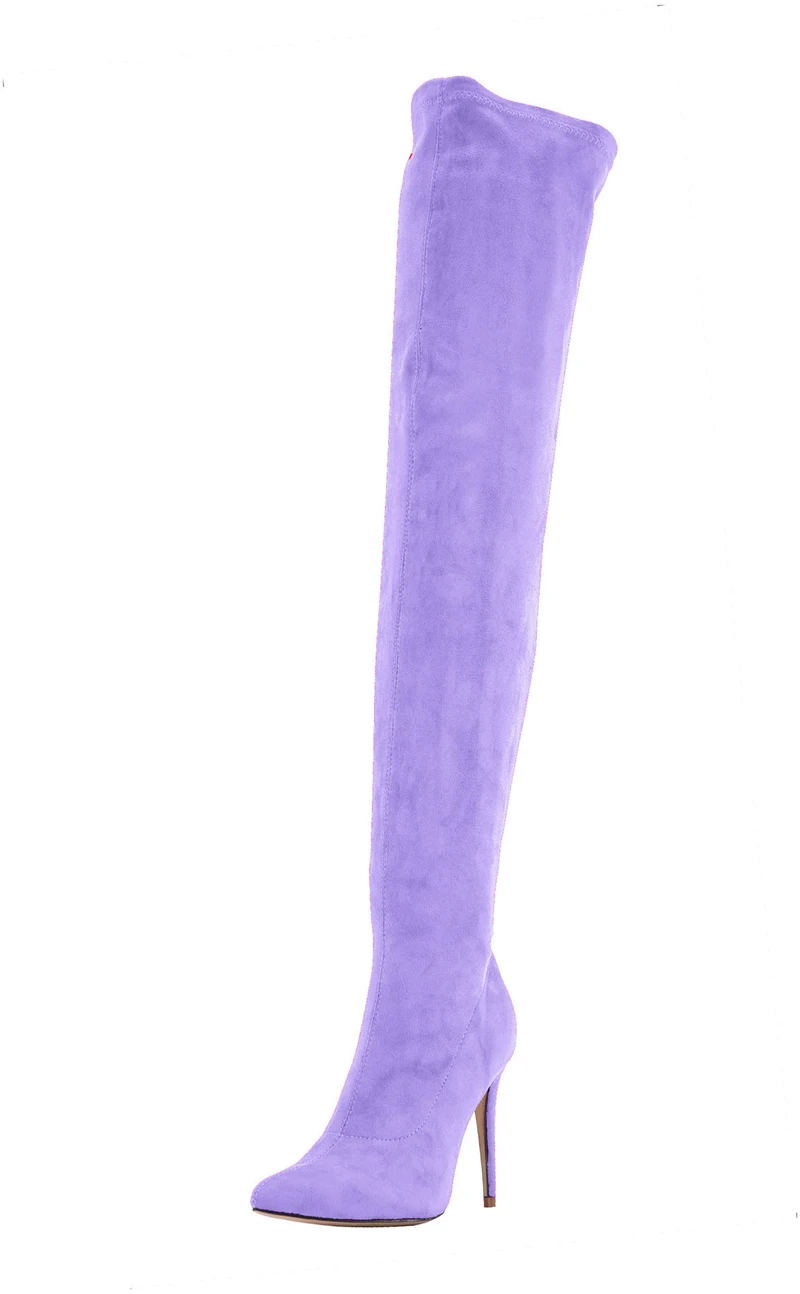 Sexy Stretch Suede 10cm High Heels Thigh Boots Pointed Toe Candy Suede Over The Knee Boots Woman Elastic Booties view 3
