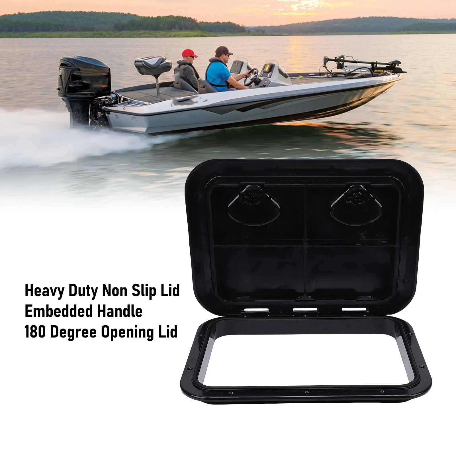 Boat Hatch Marine Deck Access Hatch 17.3x12.4in 180° Openning Heavy Duty Non Slip Rectangular Boat Deck Hatch Lid Marine Hatch