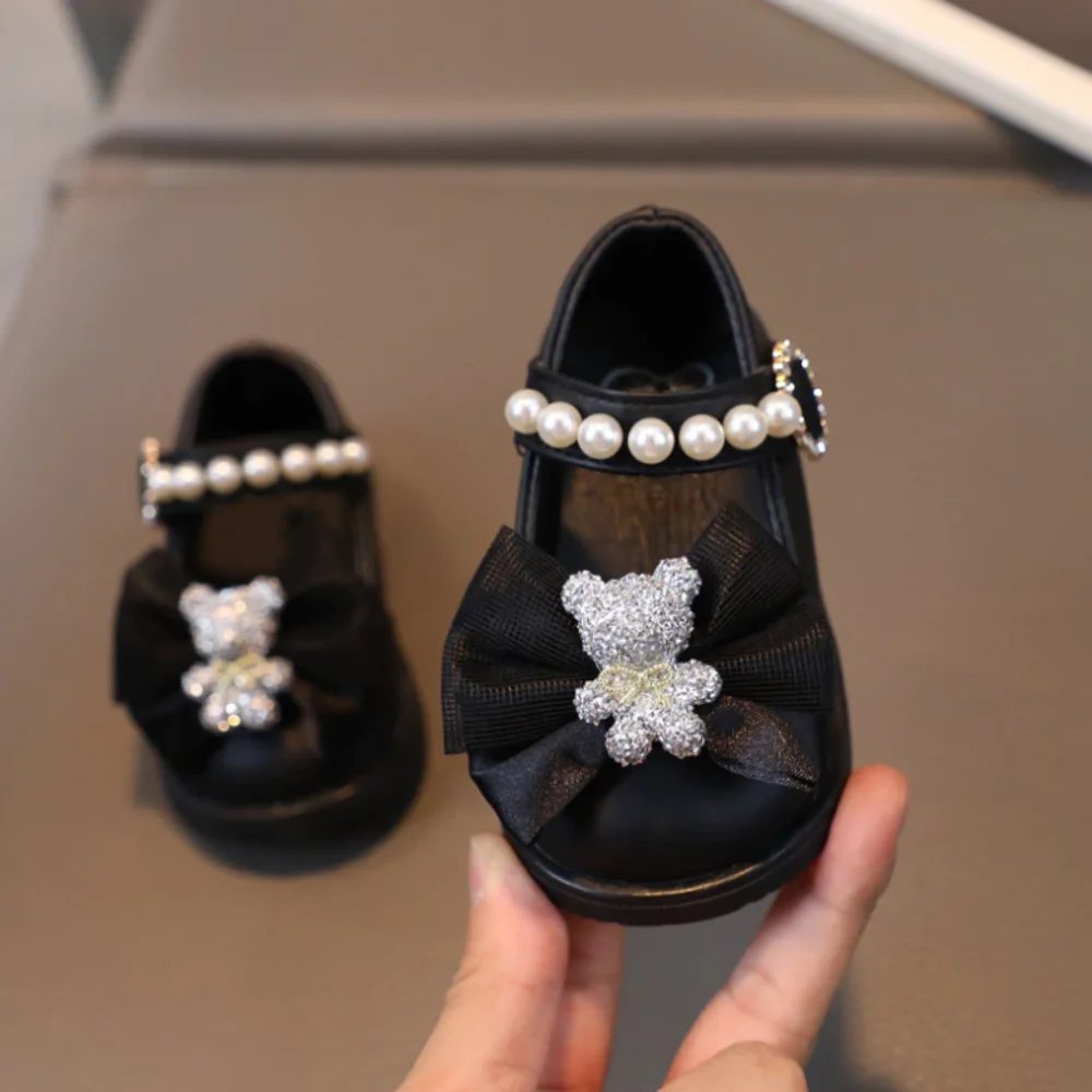 

Square Mouth Shoes Leather Material Bow Design Children Sneakers Dance Shoes New Style Princess Leather Shoes Wedding Event