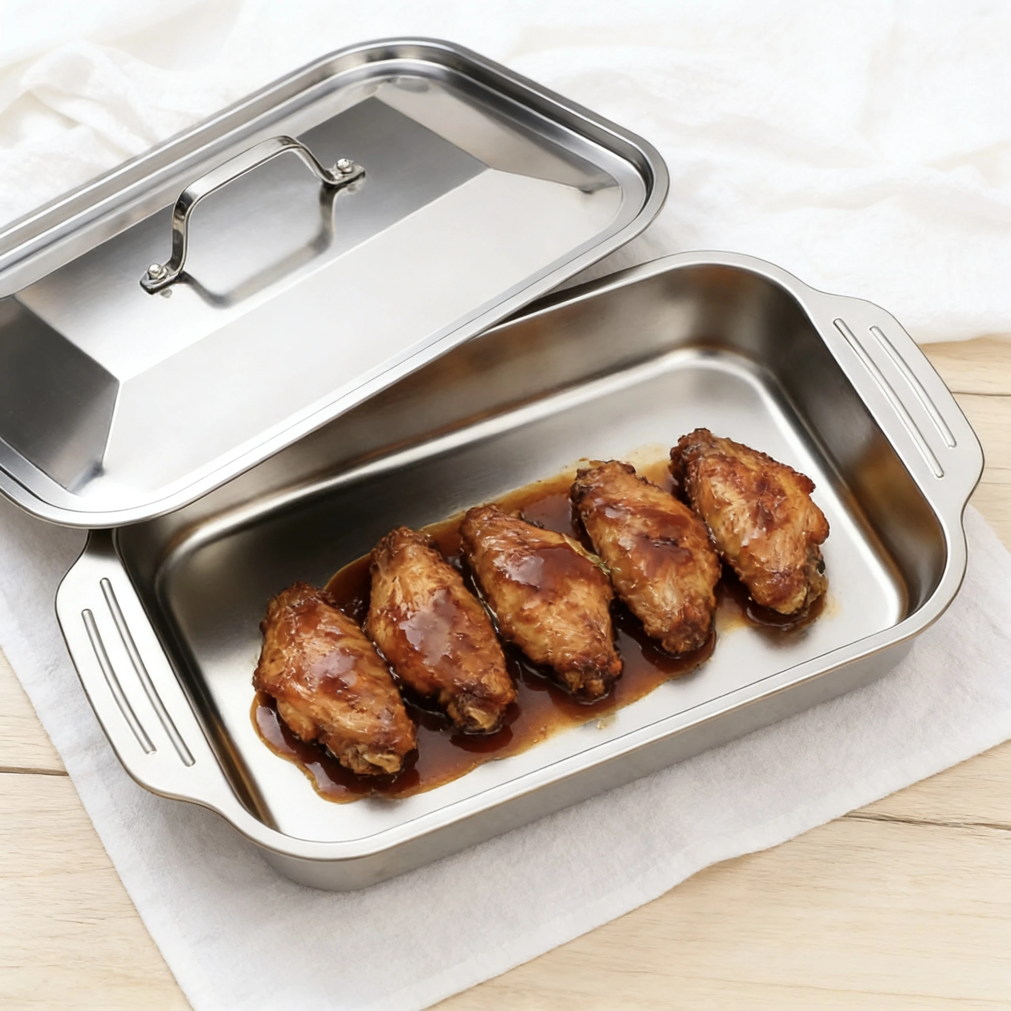 Stainless Steel Roaster Pan with Lid 4
