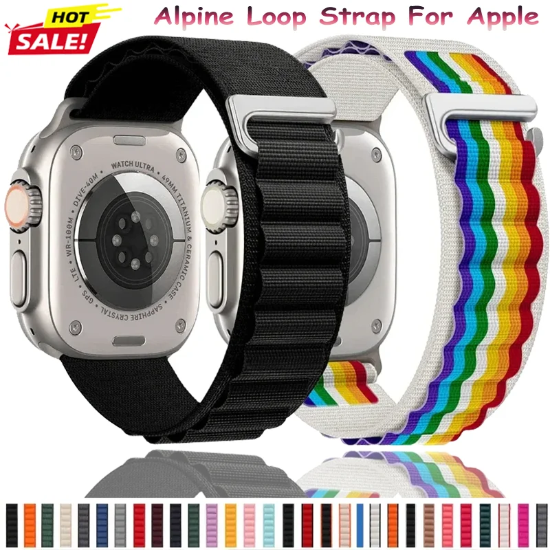 Alpine Loop Strap For Apple Watch Ultra 2 49mm 10 9 8 7 6 5 4 SE Nylon Sports Soft Bracelet iWatch 46mm 40mm 45mm 41mm 44mm 42mm