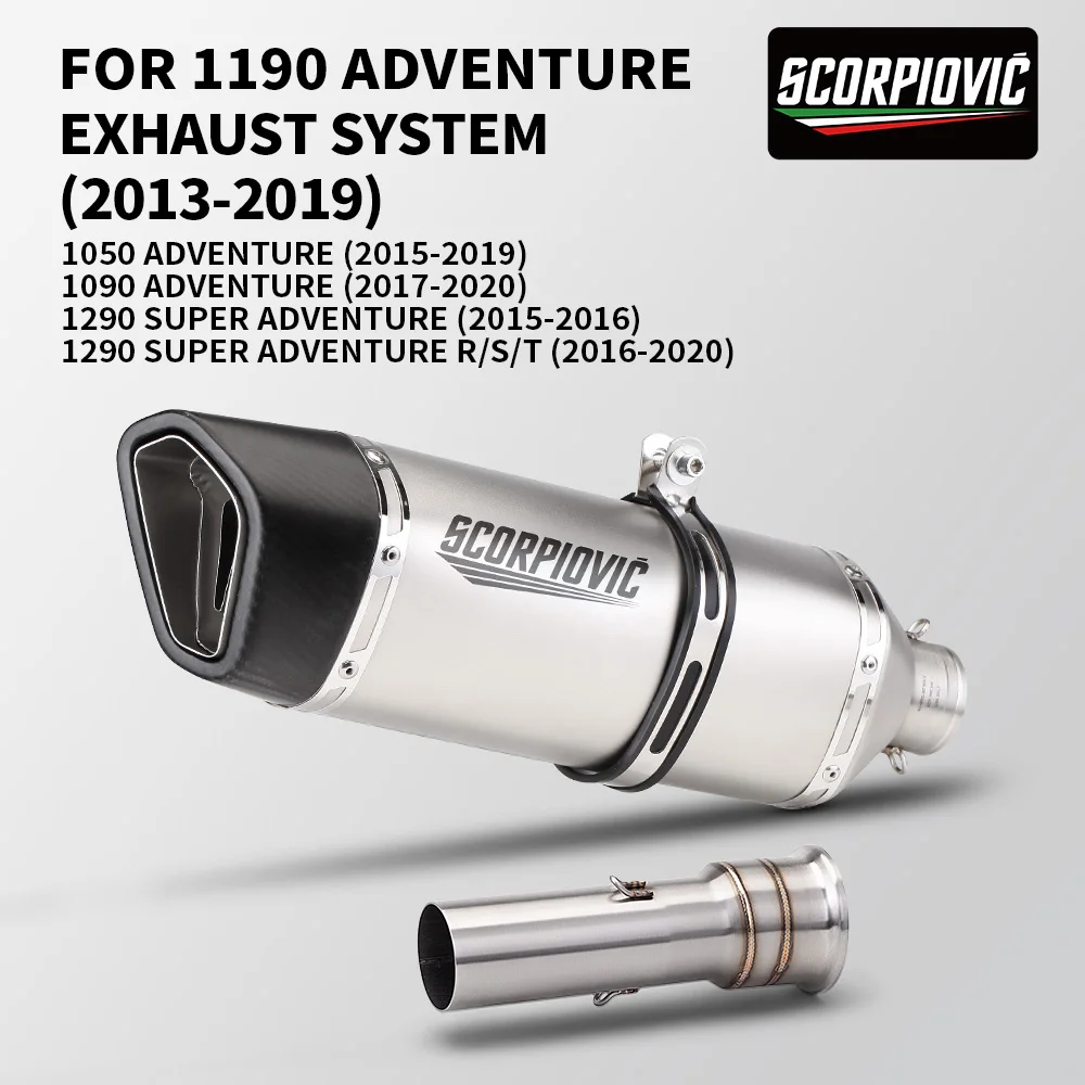 Stainless Steel Mid Link Pipe & Tail Muffler Complete Exhaust Kit, High Performance Exhaust System For  1190 ADV 2013-2019