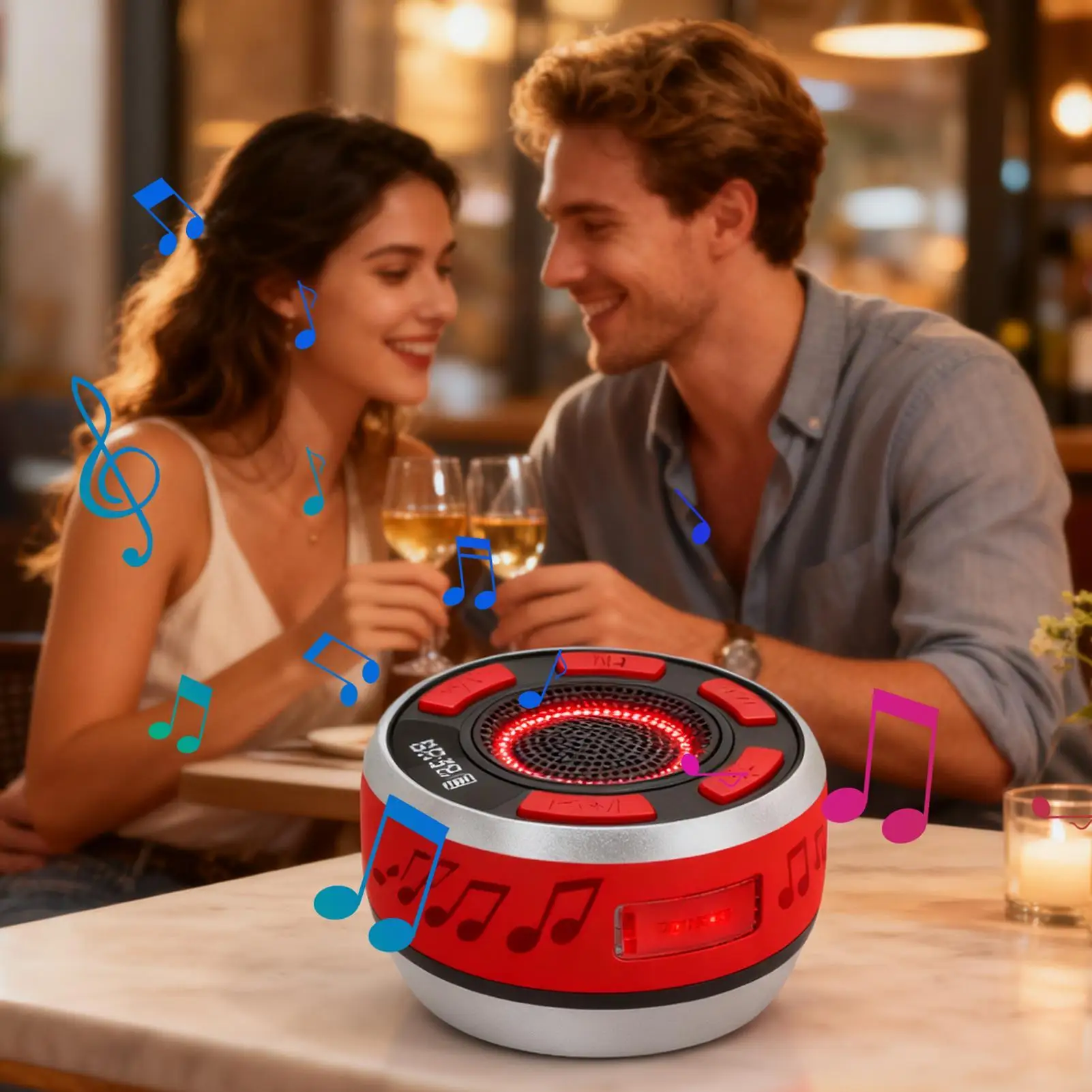 Waterproof Shower Speaker Digital Display Wireless Audio with RGB Light Party Waterproof Speaker for Home Bedroom Shower Outdoor