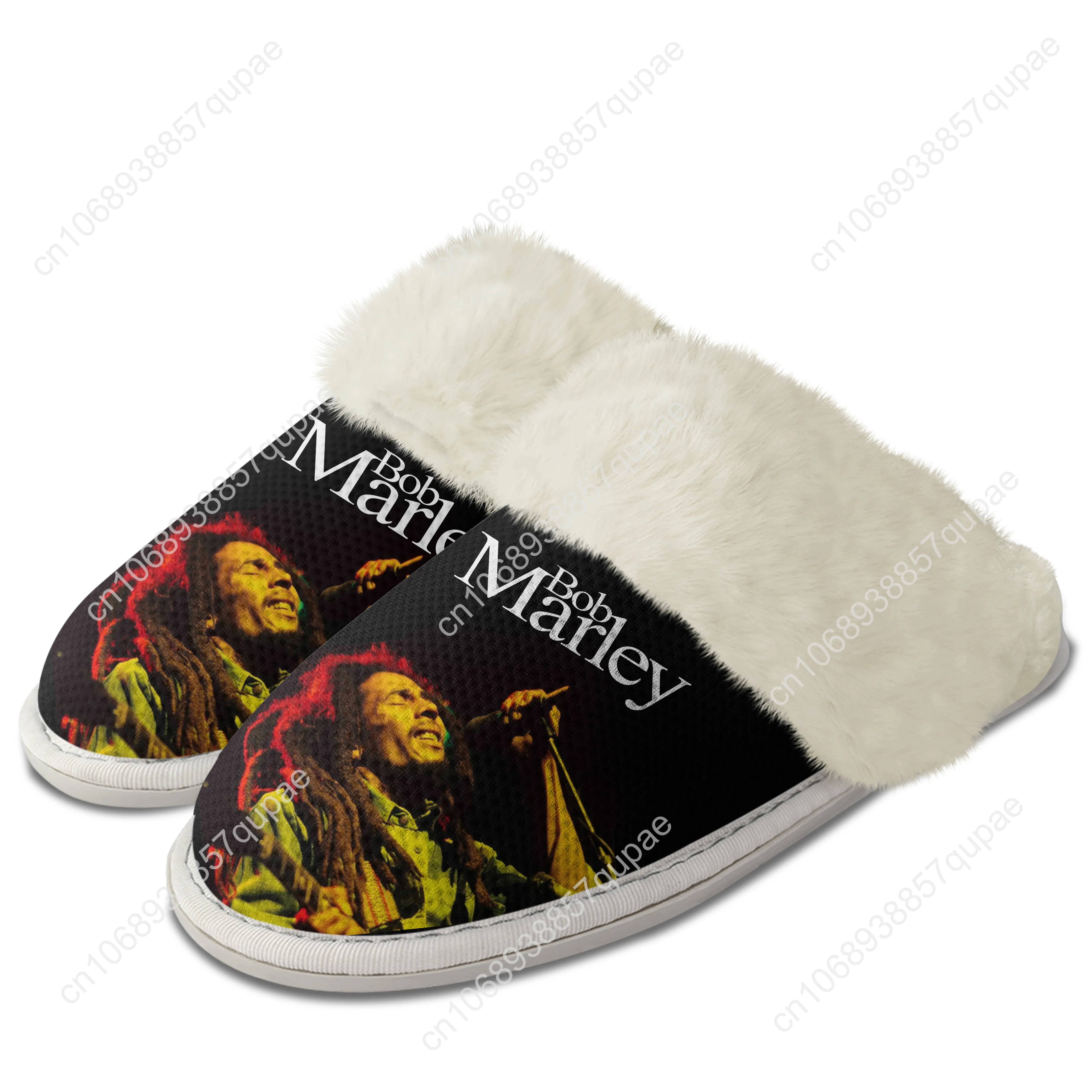 Bob Marley Plush Slippers Keep Warm Shoes Jamaica Singer Reggae Rock Mens Womens Home Cotton Bedroom Customized Thermal Slipper