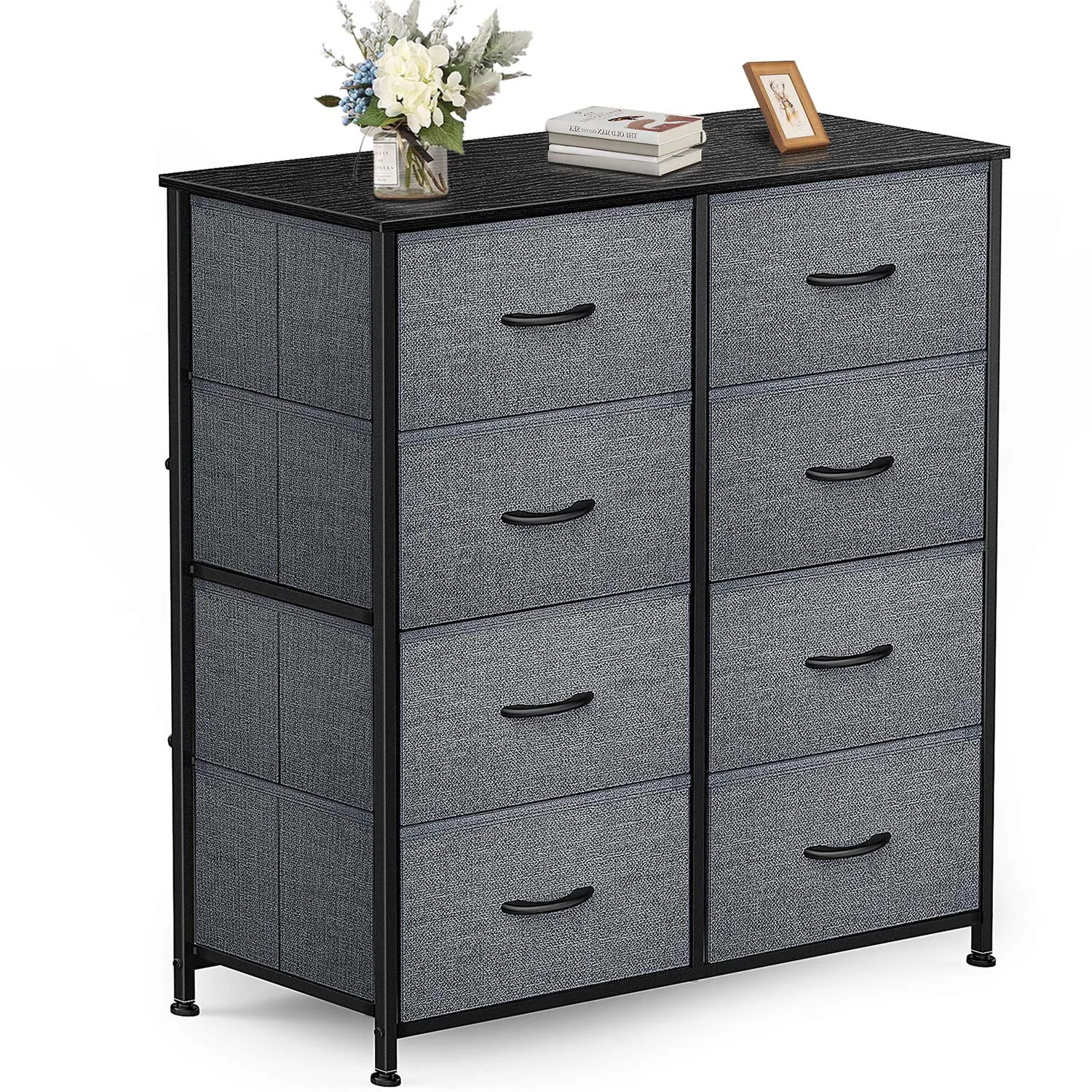 

Storage Tower for Bedroom 8 Drawer Dresser with Fabric Bins Sturdy Metal Frame Organizer Closet Storage Unit Home Decor