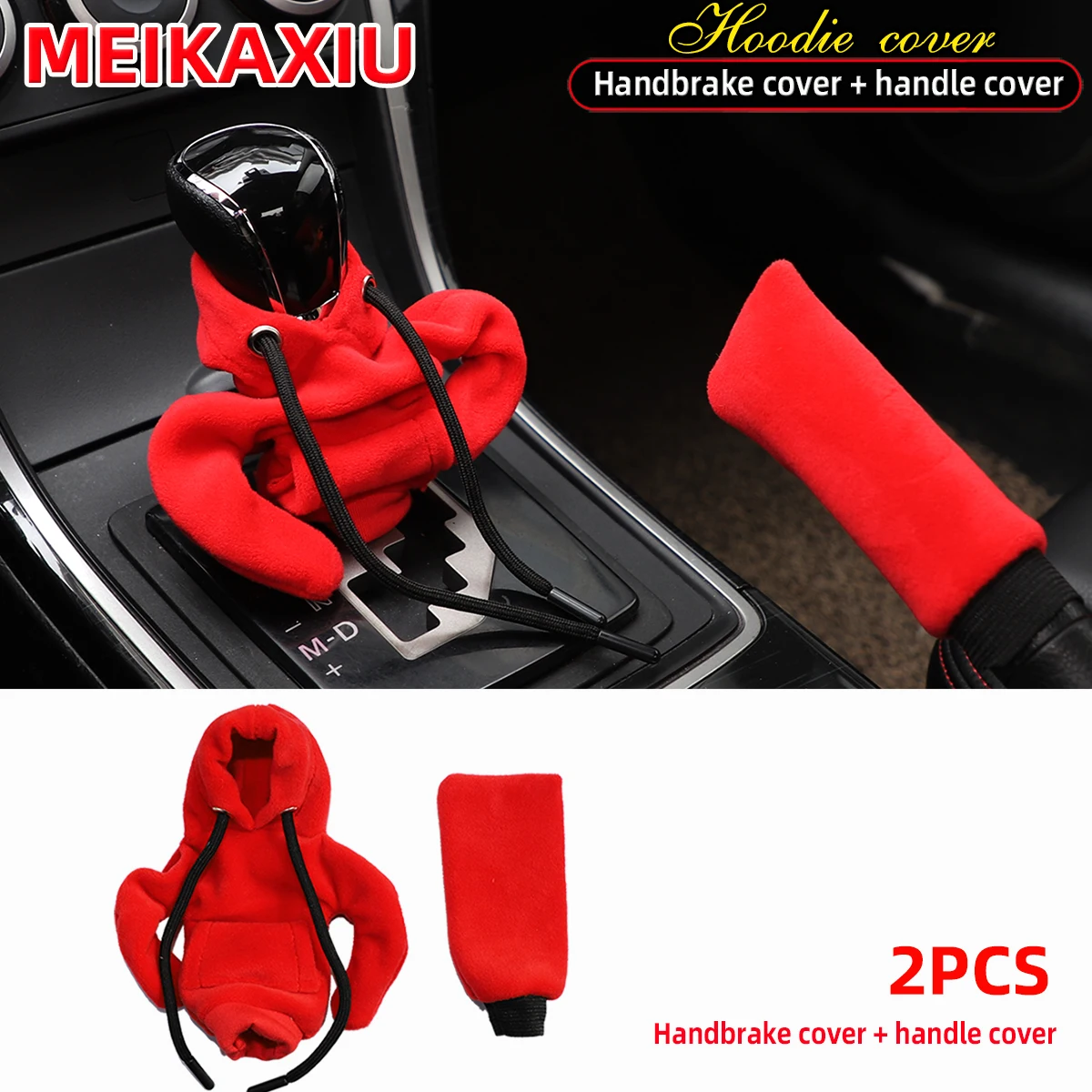 2 sets of super soft short plush hoodie cute fashion comfortable car file set handbrake set car interior supplies for women