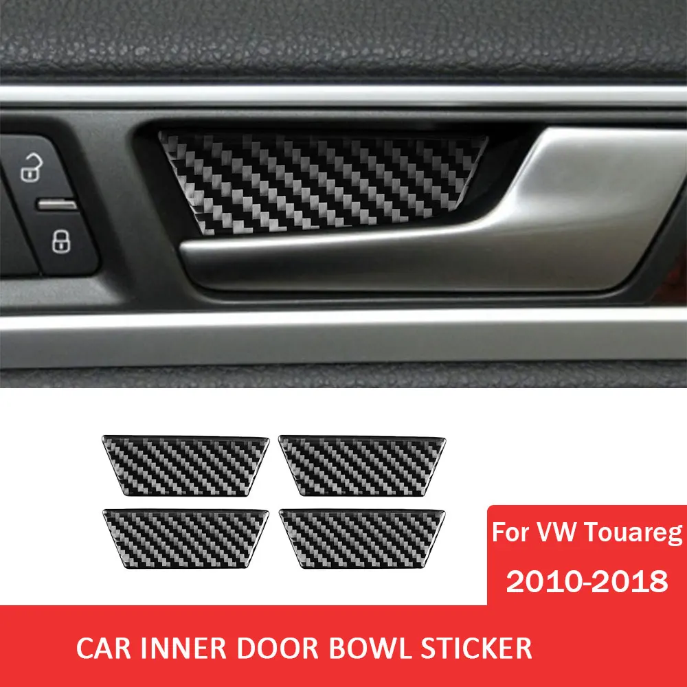 

4pcs Car Inner Door Bowl Trim Sticker for Volkswagen VW Touareg 2010-2018 Carbon Fiber Decoration Auto Interior Accessories