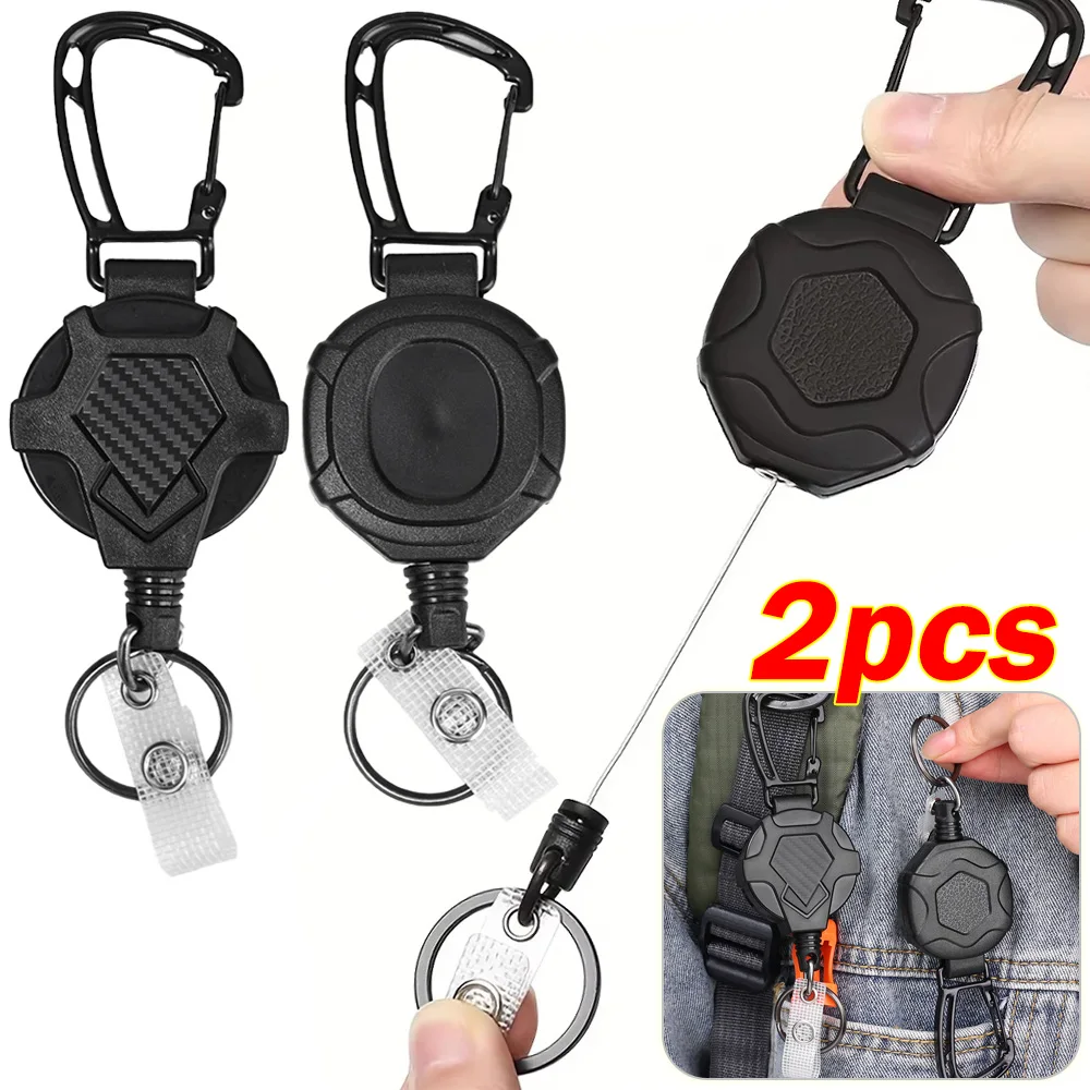 

Outdoor Retractable Key Easy-to-pull Wire Rope Anti-loss Carabiner Elastic Automatic Retractable Travel Carabiner Key Pendant