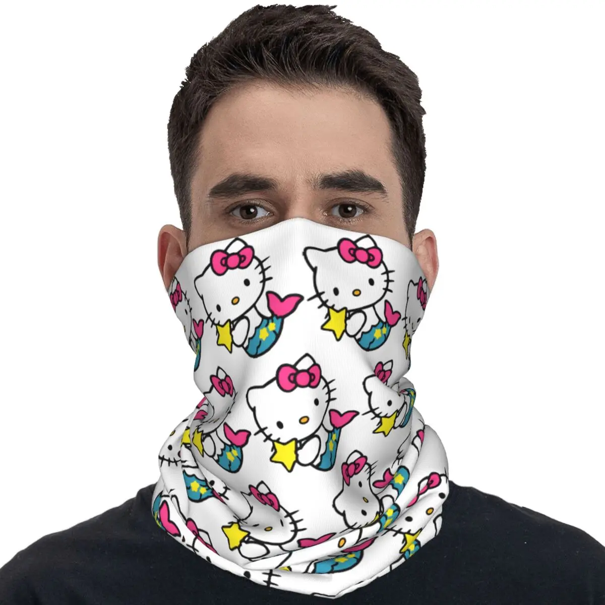 Hello Kitty Mermaid Cycling Mask Breathable Tactical Mask Fashion Punk Hiking Camping Anti-UV Scarf Bandana