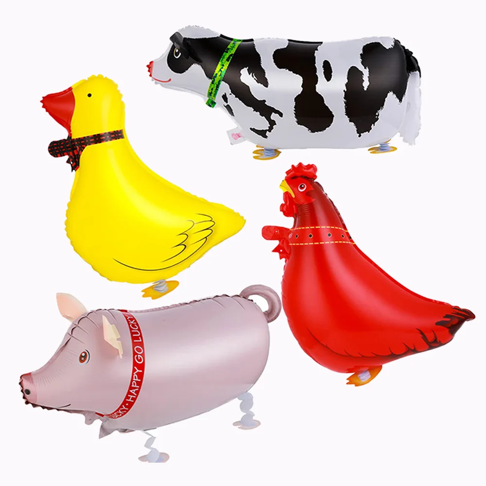 

4Pcs/Set Walking Animal Foil Helium Balloons for Farm Birthday Party Children's Birthday Baby Shower Decorations Gifts Pet