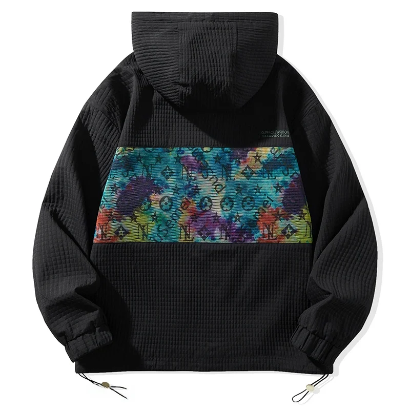 

Новая модная брендовая куртка-худи 2025 года в стиле Color Block, роскошная повседневная свободная мужская верхняя одежда из полиэстера, универсальная для всех сезонов