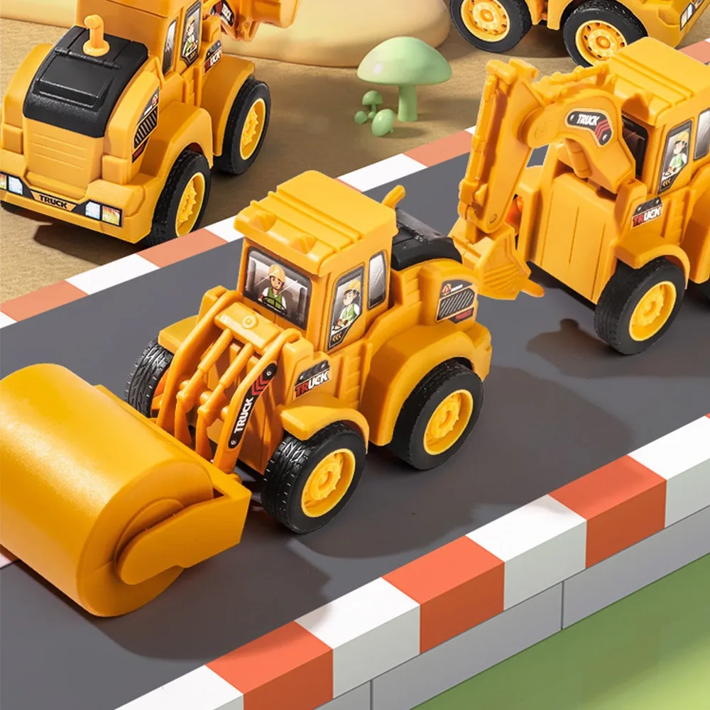 Excavator Engineering Vehicle Model Bulldozer Portable Press Sliding Car Road Roller Construction Power Hauller Kids