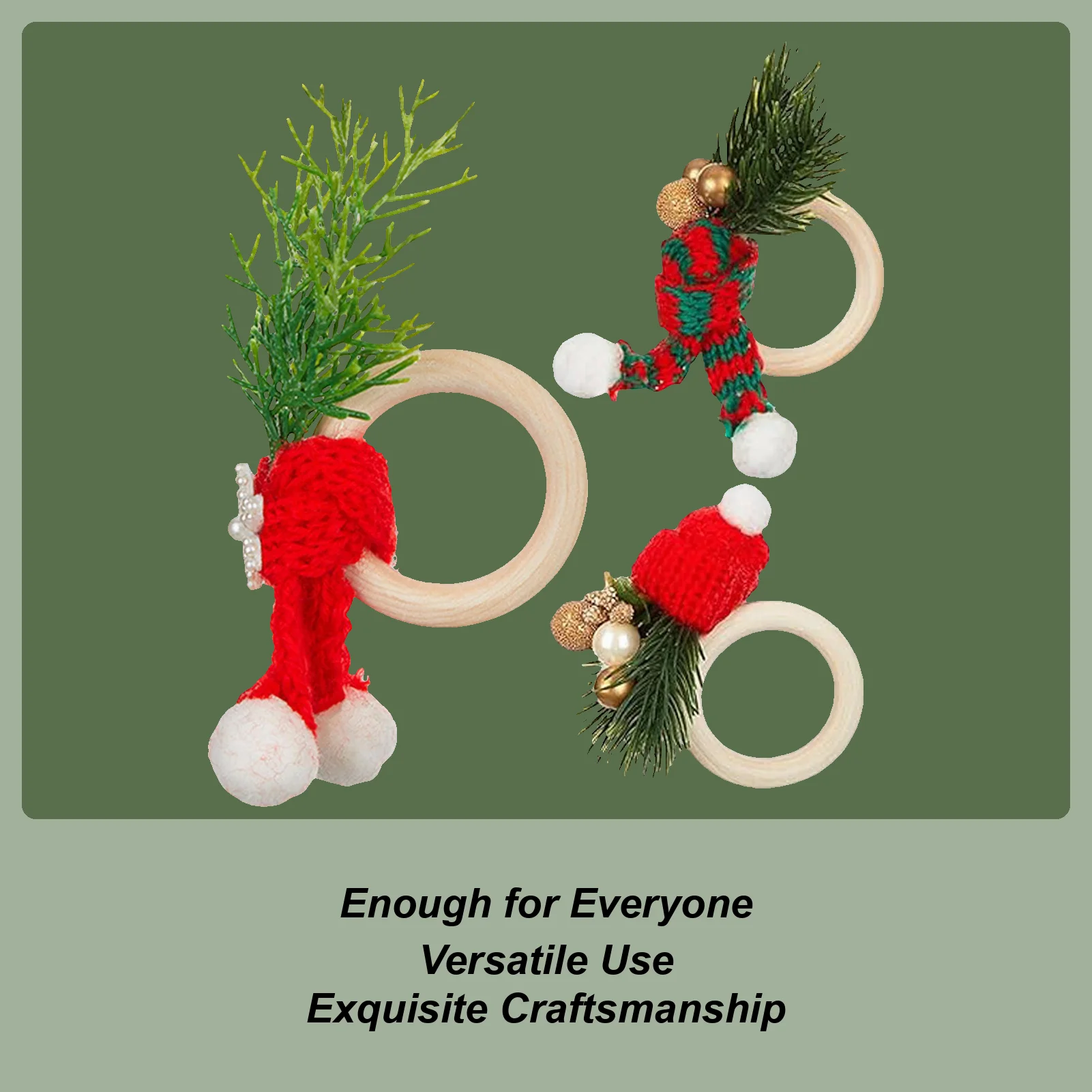 6pcs Mini Christmas Napkin Rings Handmade Napkin Holders Christmas Pine Needles Napkin Holders Artificial Napkin Clasps