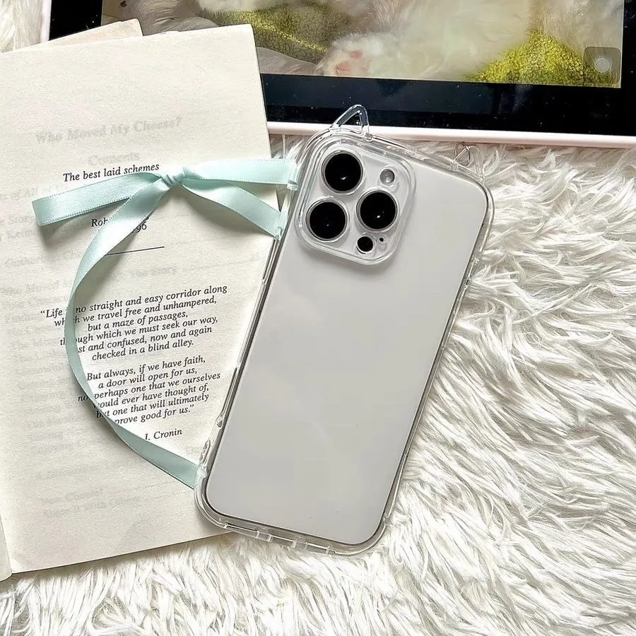 Coque de téléphone 3D simple avec oreilles de chat pour iPhone 17 Pro Max Air 16 15 Plus 14 11 Pro Max 13 12 XS Max XR X, coque arrière souple tendance