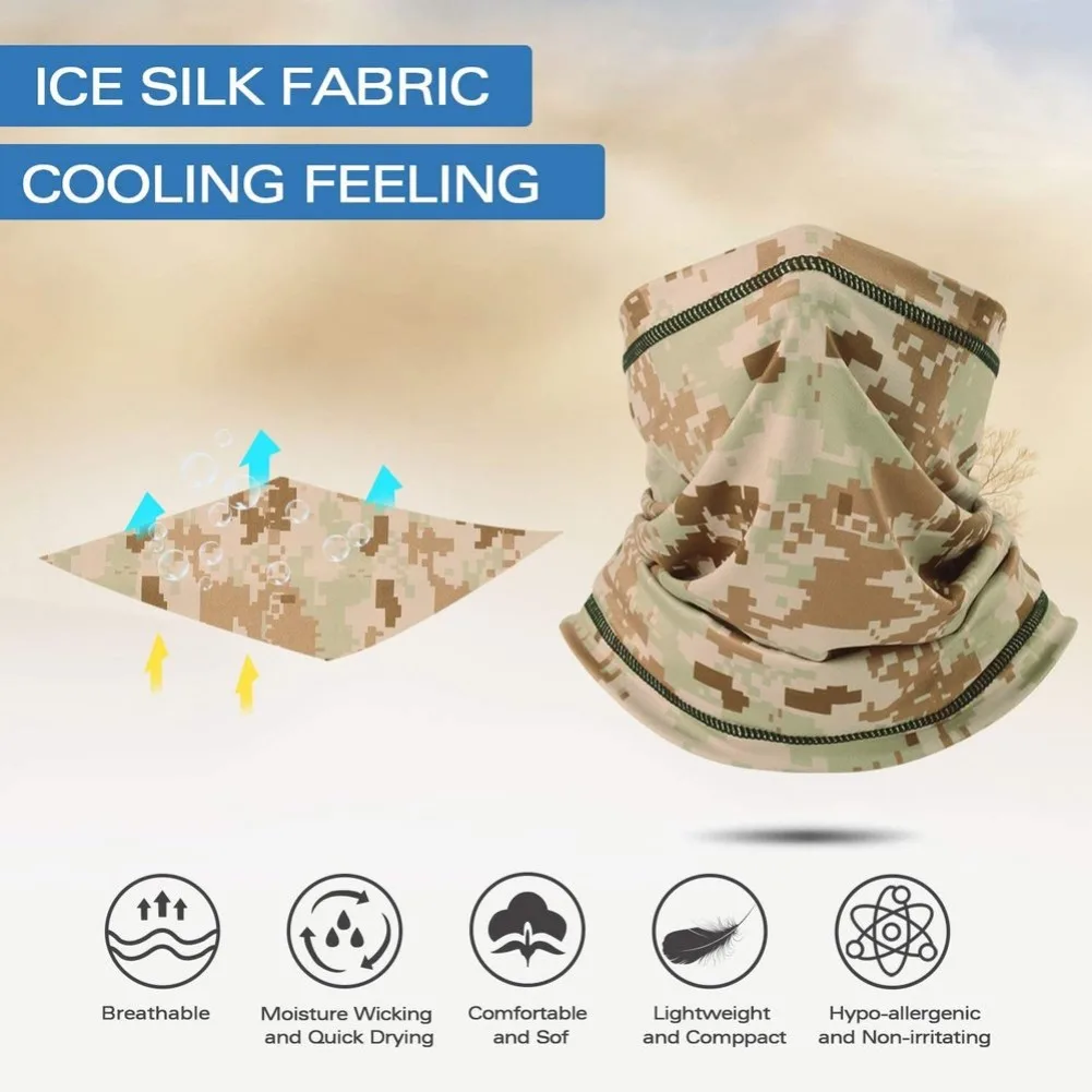 الرياضة في الهواء الطلق أنبوب التبريد الرقبة الجراب الأشعة فوق البنفسجية حماية نصف قناع الوجه المشي لمسافات طويلة الصيد وشاح باندانا بالاكلافا للرجال والنساء