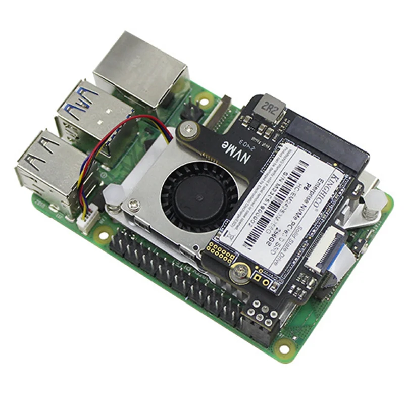 

EF-For Raspberry Pi 5 Pcie To M.2 Nvme HAT+Radiator+Case For 2242 2230 Nvme SSD Expansion Board SSD Kit