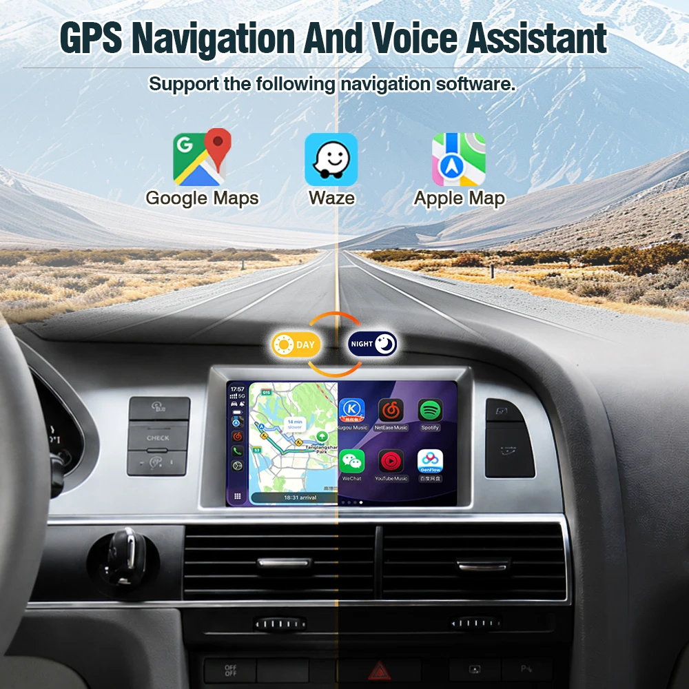 AUTOTOP Radio Multimedia para Auto Audi A6 C6 4F Q7 4L 2005-2015, Pantalla Táctil Suave de 7 Pulgadas con Linux, CarPlay Inalámbrico, Android Auto, Reproductor de Video Estéreo, Aplicación YouTube Integrada, DSP, Siri, Control del Volante, Navegación con AMI, AUX, Micrófono, Cable, Plug and Play 6
