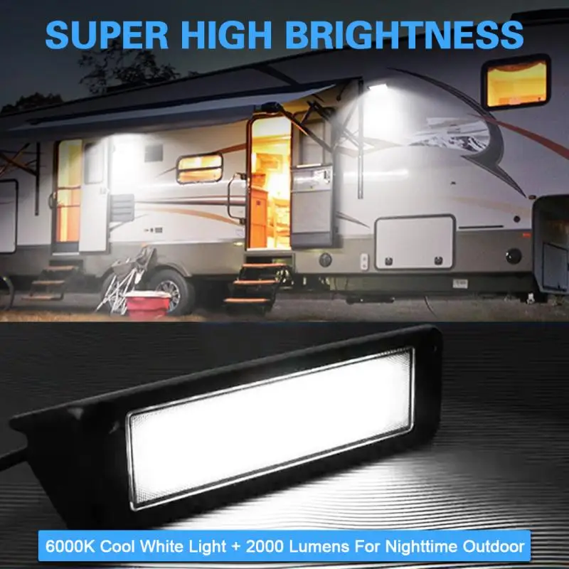 White Light 9 Inch RV Exterior Porch LED Light 54W RV Awning Light 12V RV Camper Porch Lights Outdoor Canopy Roof Lamp