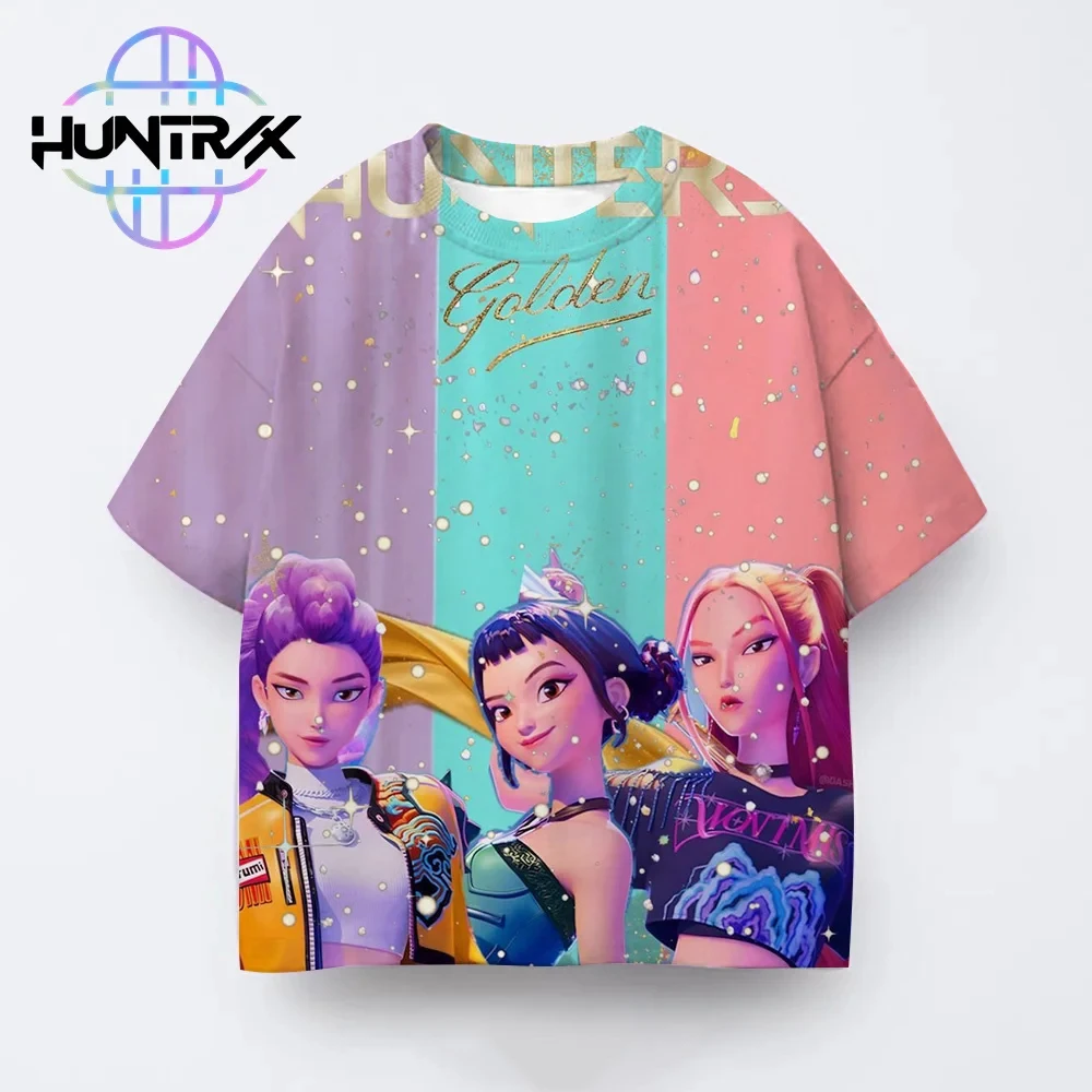 

Summer Casual Fashion Kids Kpop Demon Hunters 3D Cartton Short Sleeve Boys Girls T-Shirt Anime Tops Clothing