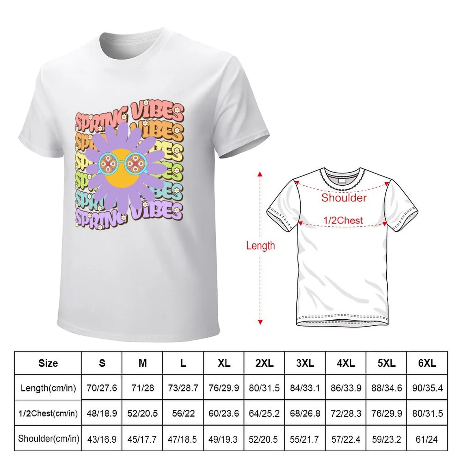 SPRING VIBES RETRO GROOVY STYLE T-Shirt Short sleeve tee plus size tops quick drying customs mens t shirts pack