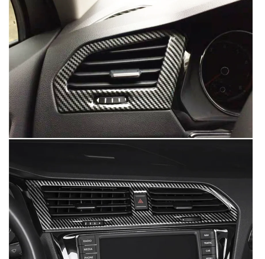 For Volkswagen VW Tiguan MK2 2017- 2021 2022 Interior Accessories Carbon Fiber Car Air Conditioning AC Outlet Vent  Cover Trim