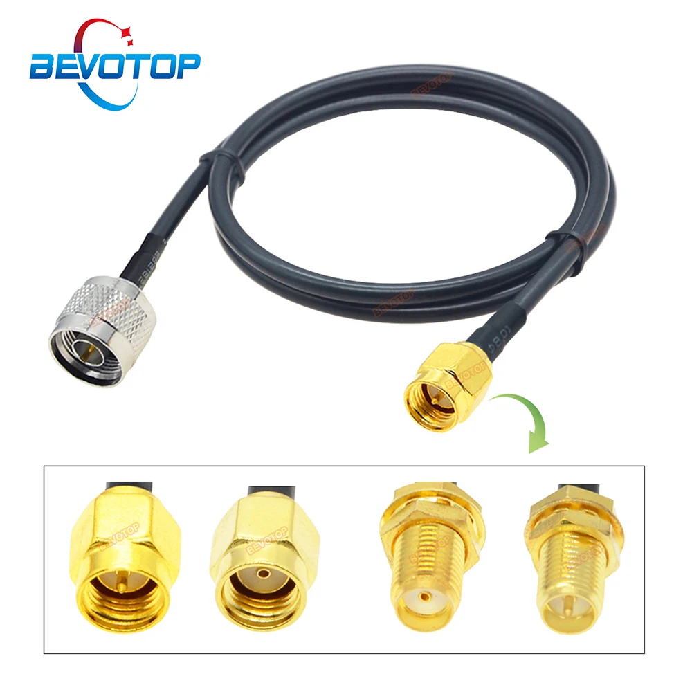 BEVOTOP 1PCS 10CM~30M RG58 Cable N Male to SMA/ RP-SMA Male Female RF Coaxial RG58 Pigtail 3G 4G 5G LTE Antenna Extension Jumper