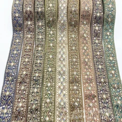 1 Yards Ethnic Embroidery Sequin Ribbon Garment DIY Lace Fabric Accessories