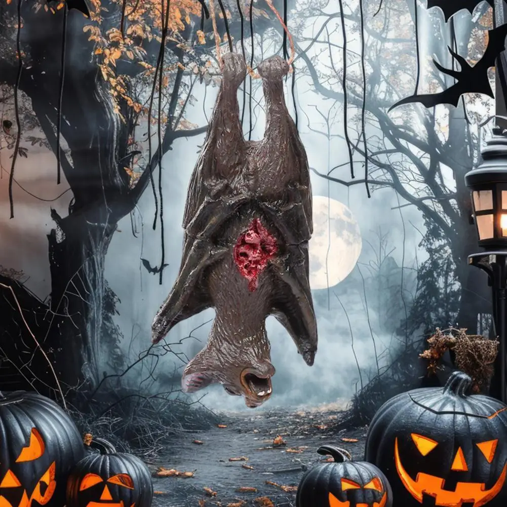 Trick-or-treat Visual Shock Decor Halloween Pendant Decoration Halloween Hanging Decorations Realistic Rat Pig Head for Haunted