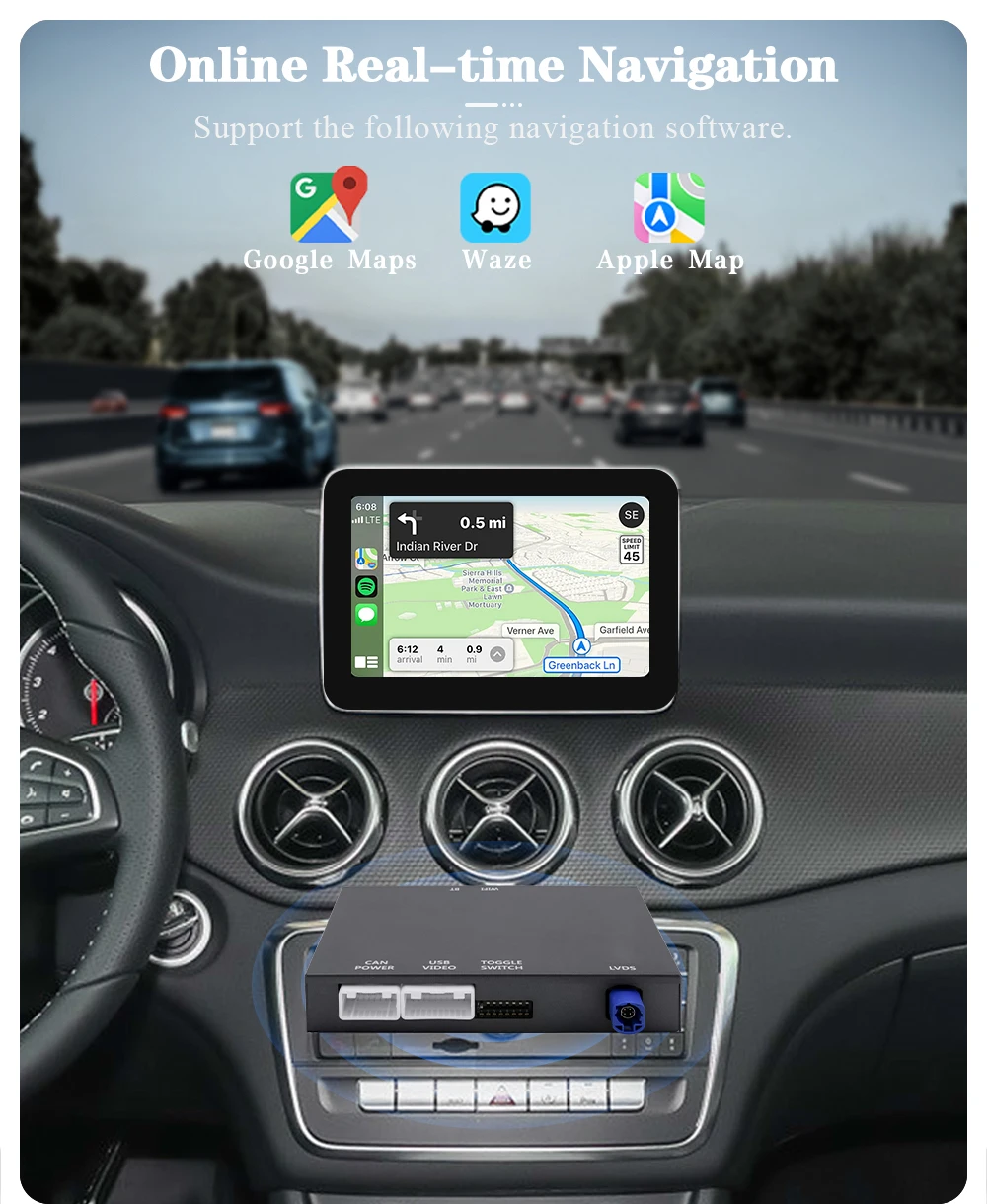Drahtlose CarPlay Android Auto Modul Für Mercedes Benz GLK W207 W212 W204 SLS W218 NTG4.0 NTG4.5 NTG5.0 BT Spiegel Link Aux Auto D – Detail 5