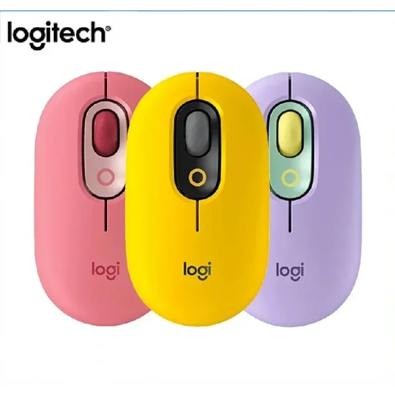 Wireless Bluetooth Mouse Logitech POP Silent Mice High Precision Optical Tracking Portable Mouse For Windows, macOS