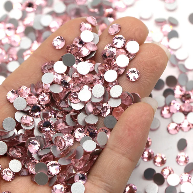 Lt Pink AB SS16 SS20  Crystals for Nail Rhinestones Glass Flatback for crafting Art Make up Bags Shoes Clothes Decoration DIY