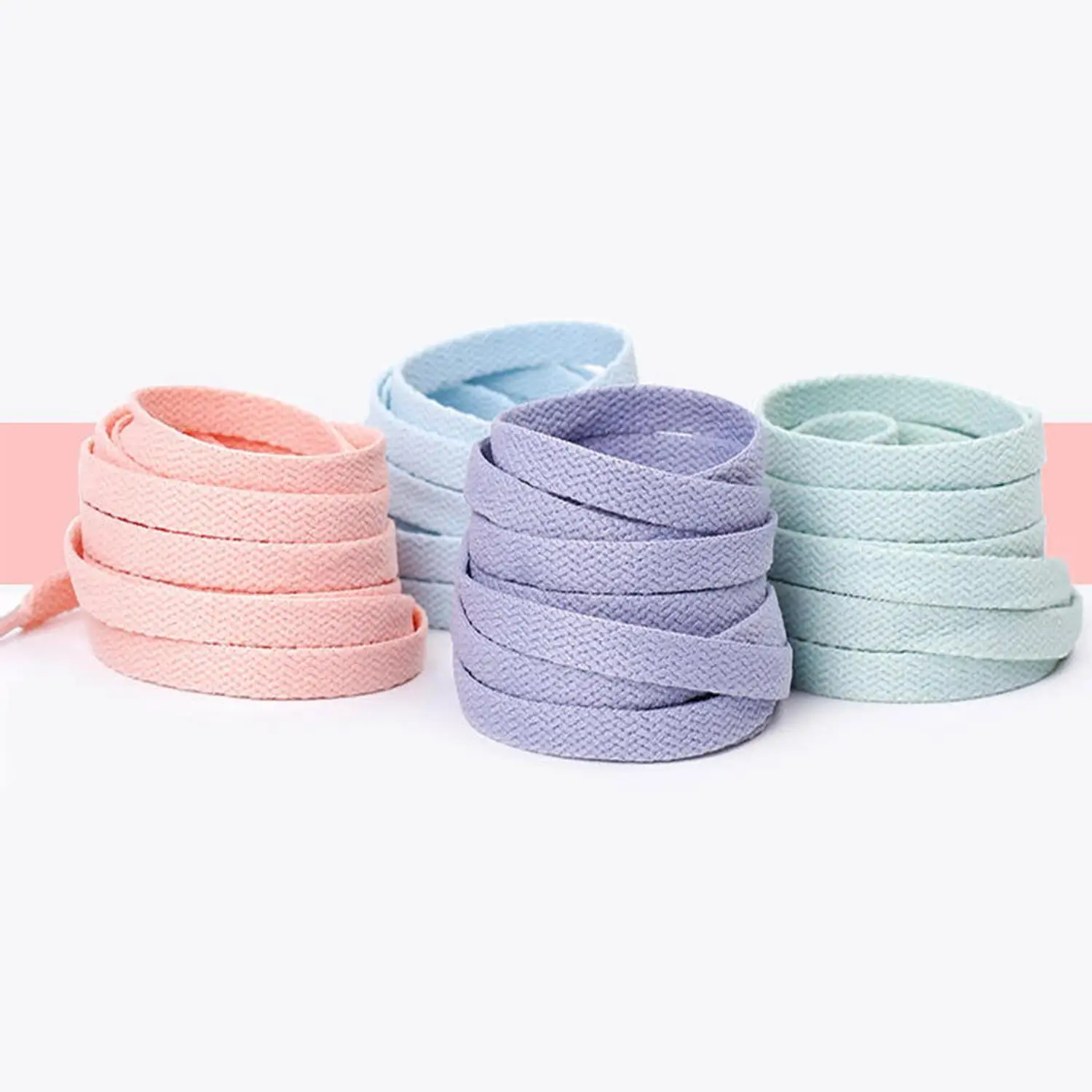 1 par de cadarços de sapato planos de tecelagem de precisão usados para tênis casuais pequenos sapatos brancos cadarços rosa 120/140/160cm