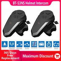 BT-S3NS Motorcycle Helmet Bluetooth-Compatible Headset Intercom Communication Interphone MP3 GPS Waterproof Intercomunicador