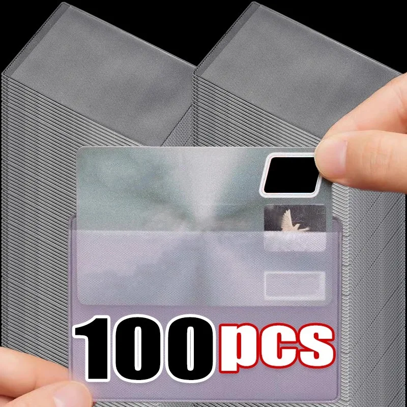 PVC ID Card Holder Frosted Transparent Bank Card Sets Anti Magnetic Cash Cards Cover Lightweight Sturdy Postcard Storage Bag