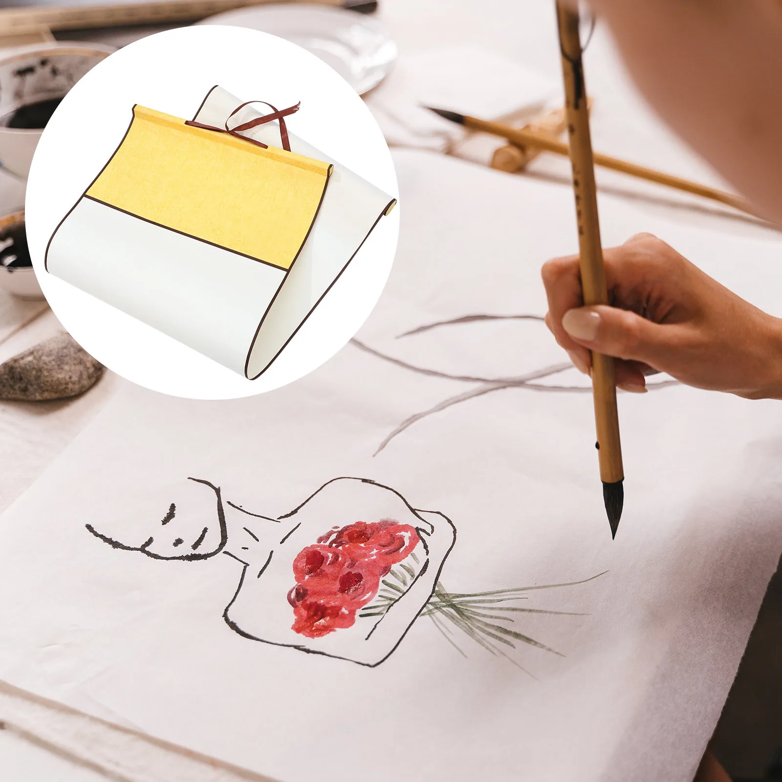 

Blank Hanging Scroll Chinese Xuan Paper for Calligraphy Painting Ink Absorption Art Wall Decor Multi-Function Rice Paper Supply