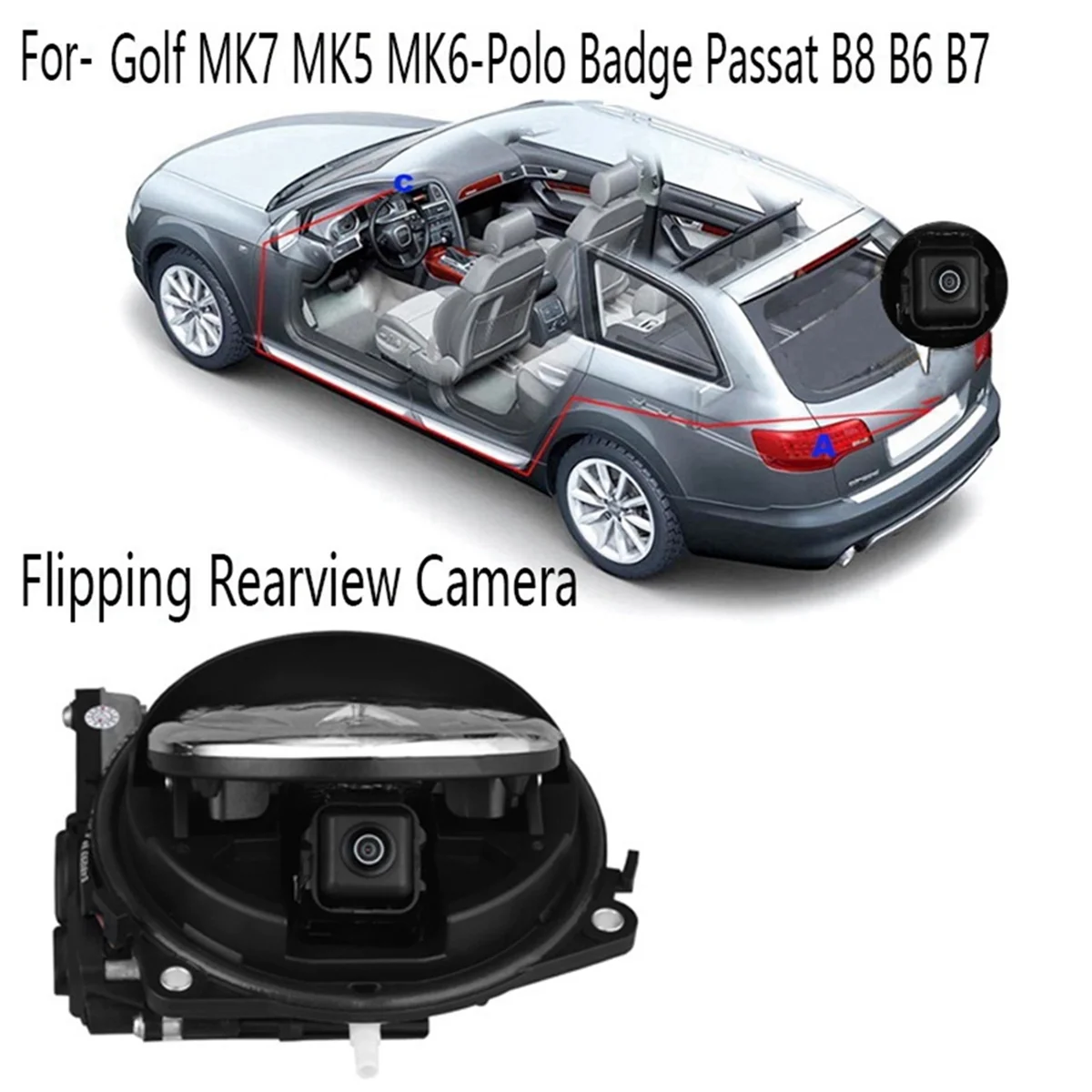 Car Reverse Parking HD Camera Trunk Switch Flipping Rearview Camera for Passat B8 B6 B7 Golf MK7 MK5 MK6-Polo