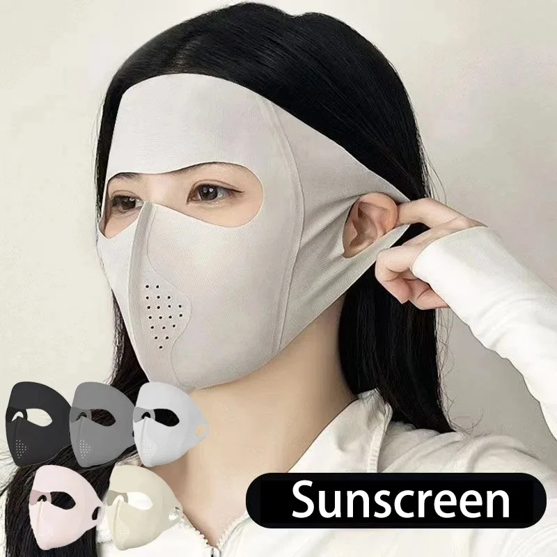 Nova máscara de seda gelo respirável anti-uv traceless protetor solar máscara facial de equitação esportes ao ar livre