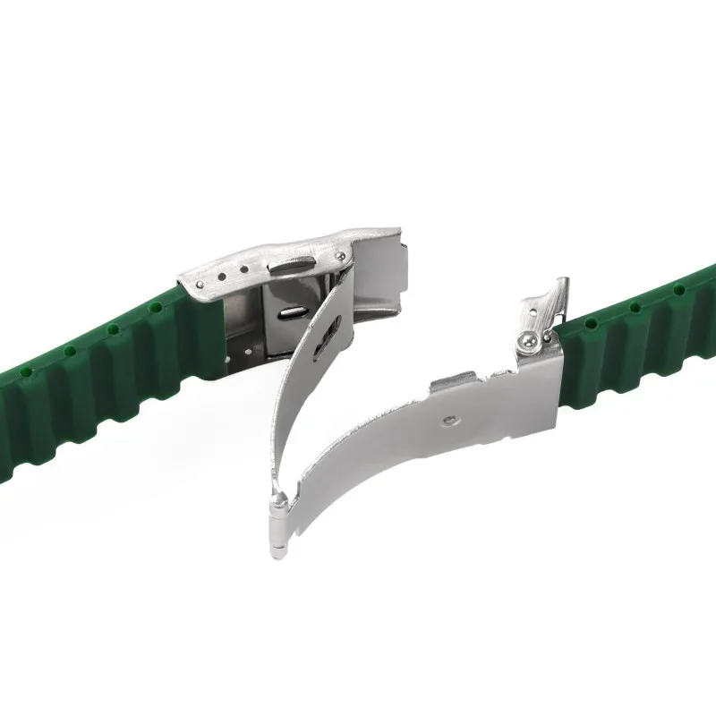 18mm 20mm 22mm 24mm 고품질 실리콘 방수 시계 스트랩 범용 시계 팔찌에 대 한 금속 접는 버클 시계 밴드