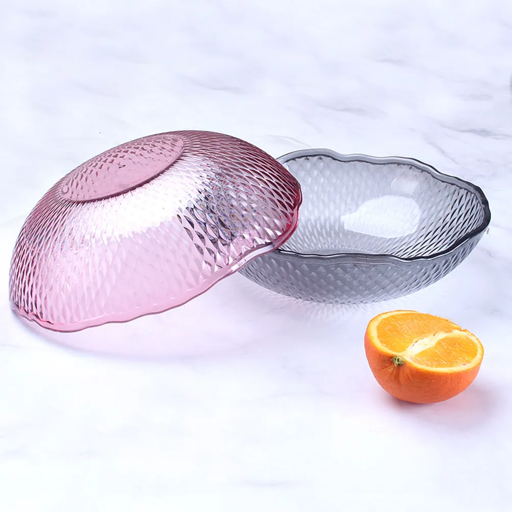 Plastic Crystal Fruit Plate Pink Honeycomb Design Snack Bowl Household Candy Holder Salad Tray Wave Shape Plastic Fruit Plate