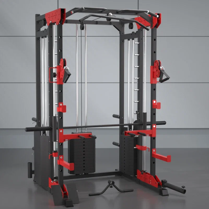 Multifunctional Integrated Home Gym Equipment Smith Machine Lat Pull Low Row Fitness Squat Rack with Cables Machine for Exercise