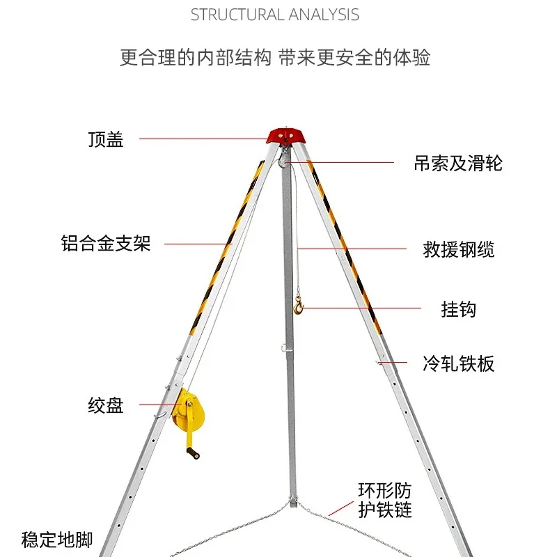 Emergency Lampstand Fire Emergency Tripod Winch Manual Winch Self-Locking Hand Winch mini