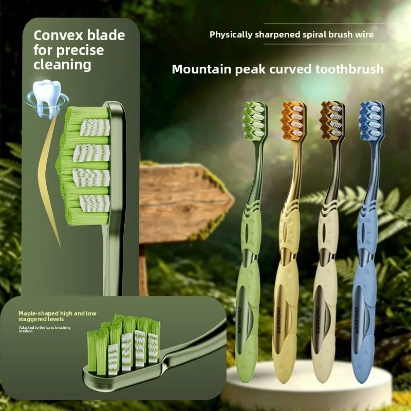 Premium Medium Hard Bristle Toothbrush, Spiral Bristle Design, Effectively Remove Smoke & Stains for Adult Daily Use